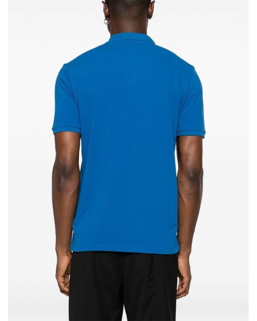Woolrich Blue Logo-embroidered Cotton Polo Shirt for men