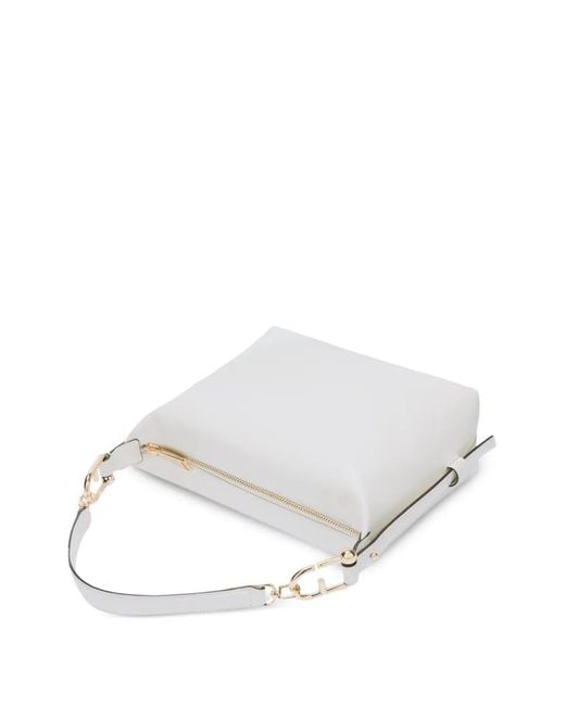 Furla Gray Tonie Textured Leather Shoulder Bag