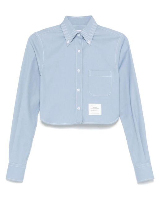 Thom Browne Blue Cropped Denim Shirt