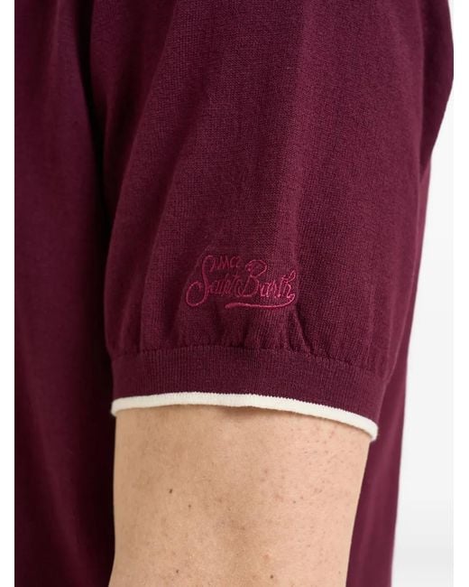 Mc2 Saint Barth Purple Sloan Contrast-Trim Polo Collar T-Shirt for men