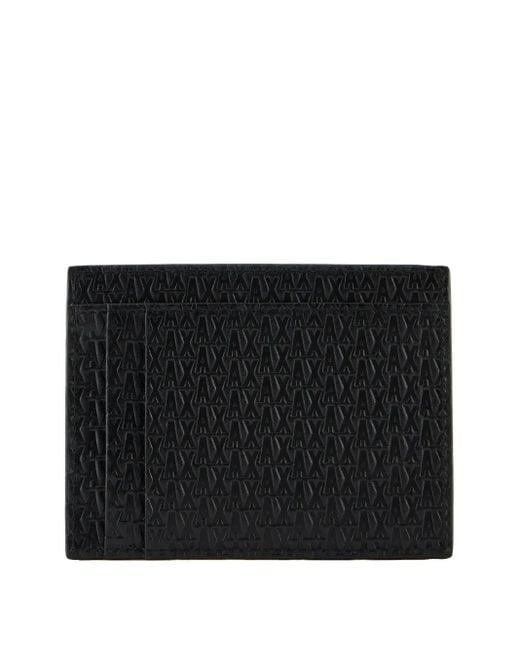 ARMANI EXCHANGE Black Monogram-Debossed Cardholder for men