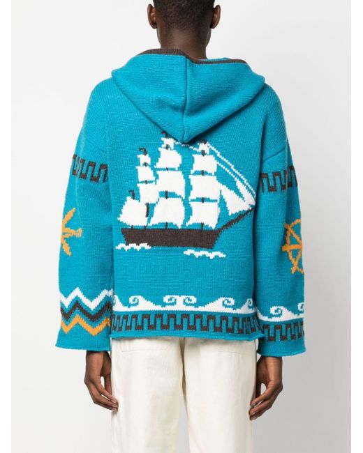 Alanui The Nautical Knitted Hoodie in Blue for Men | Lyst UK