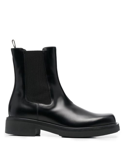 Prada Leather Brushedfinish Chelsea Boots in Black for Men Lyst