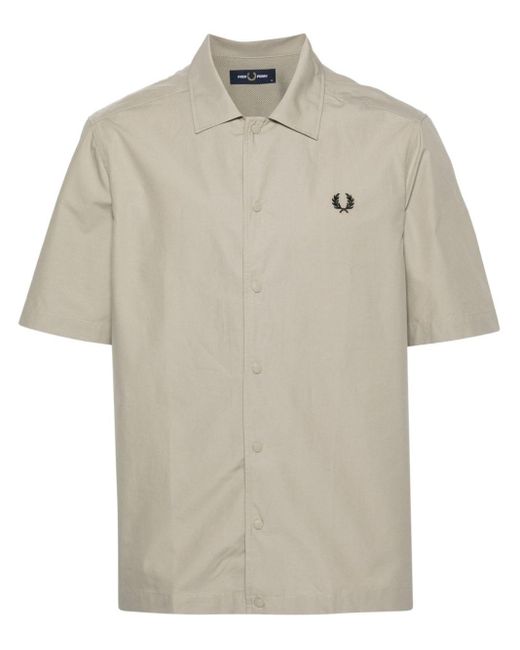 Fred Perry White Logo-embroidered Cotton Shirt for men
