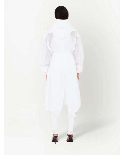 Ferragamo White Lightweight Silk Parka