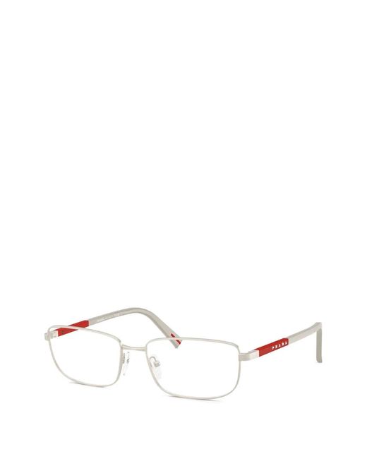 Prada Linea Rossa White Rectangle-Frame Glasses for men