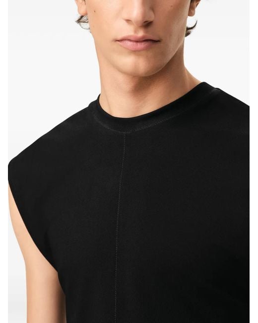 AMI Black Jersey Sleeveless Fitted Top