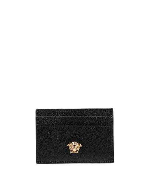 Versace Black La Medusa Colorblock Leather Card Case