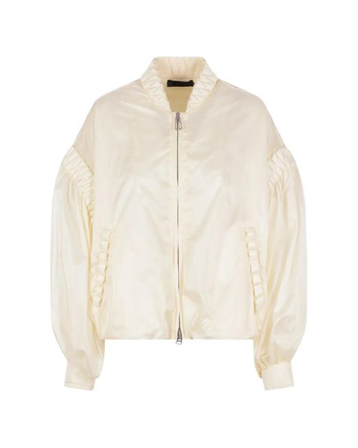 RAXXY White Quilted Balloon-Sleeve Bomber Jacket