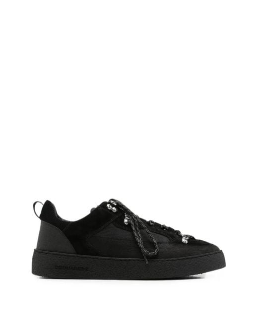 DSquared² Black Panelled Lace-Up Sneakers for men