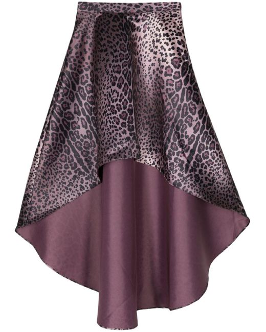 Cynthia Rowley Purple Leopardess Satin Maxi Skirt