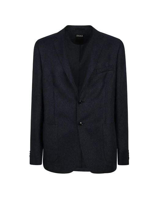 Zegna Blue Button Jacket for men