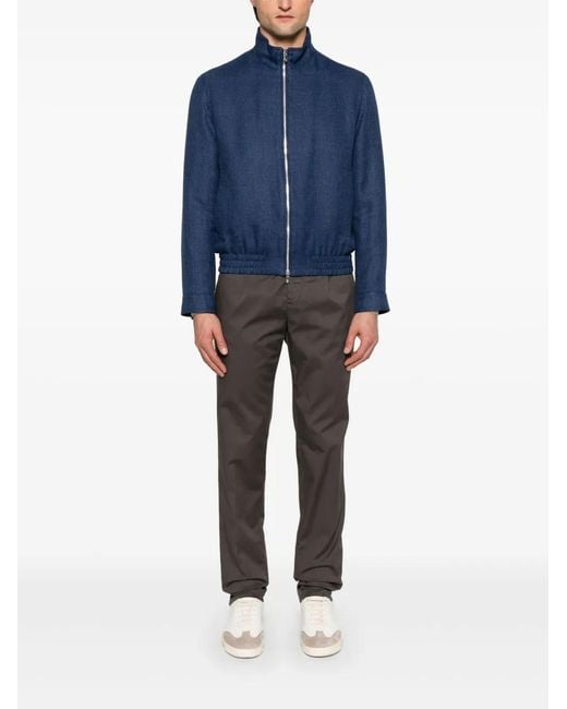 Brunello Cucinelli Blue Bomber Jacket for men