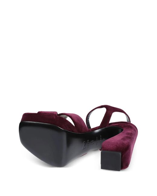 Sergio Rossi Purple Crossover-Strap Velvet Sandals