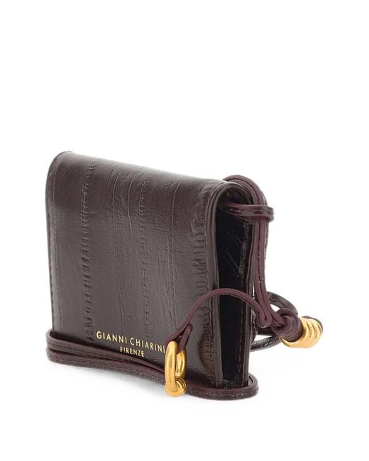 Gianni Chiarini Brown Eel-Effect Leather Card Holder