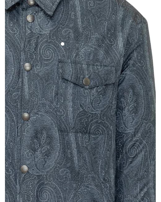 Etro Blue Paisley Overshirt for men