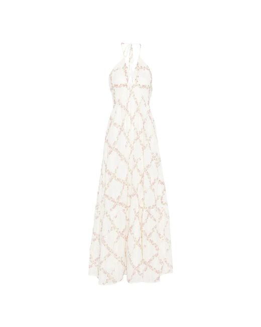 Twinset White Floral Halterneck Maxi Dress