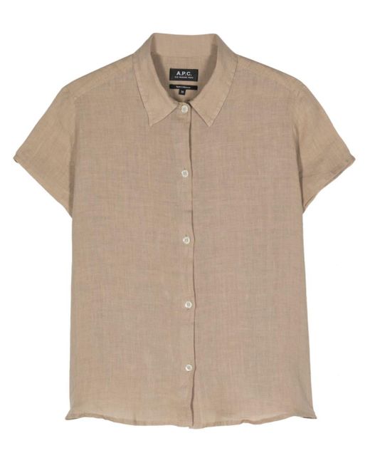 A.P.C. Short-sleeves Linen Shirt in het Natural