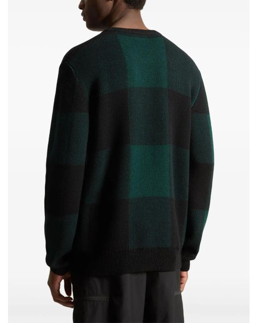Woolrich Green Check-Pattern Virgin Wool Sweater for men