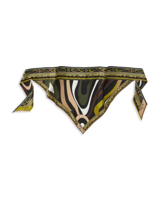 Emilio Pucci Marmo プリント シルクスカーフ Green