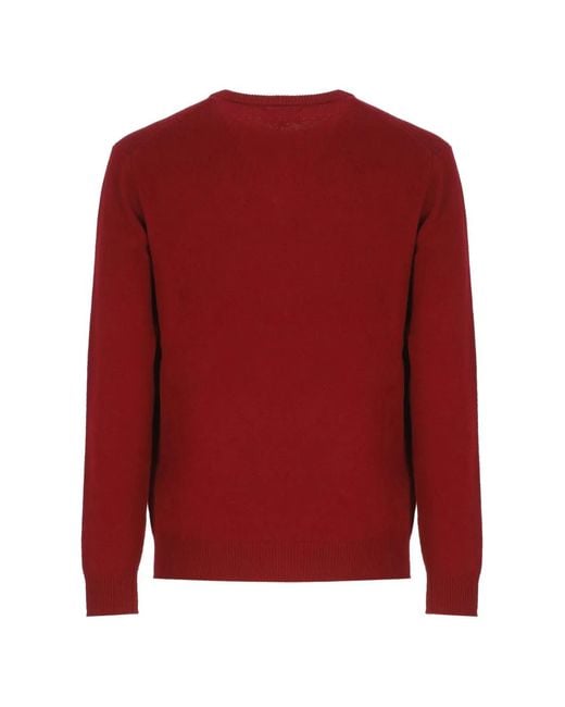 Mc2 Saint Barth Red Round-Neck Long-Sleeve Sweater for men