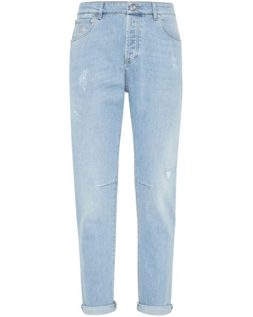 Brunello Cucinelli Straight Jeans in het Blue voor heren