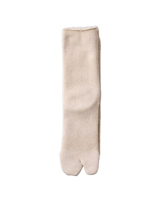 yahae White Tabi Pile-Knit Socks
