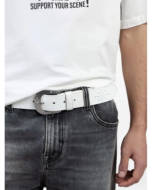 HTC Gray Mirage Studded Leather Belt for men