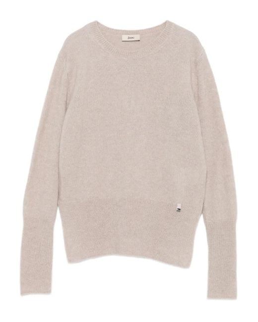 Herno Sweater Met Ronde Hals in het Natural