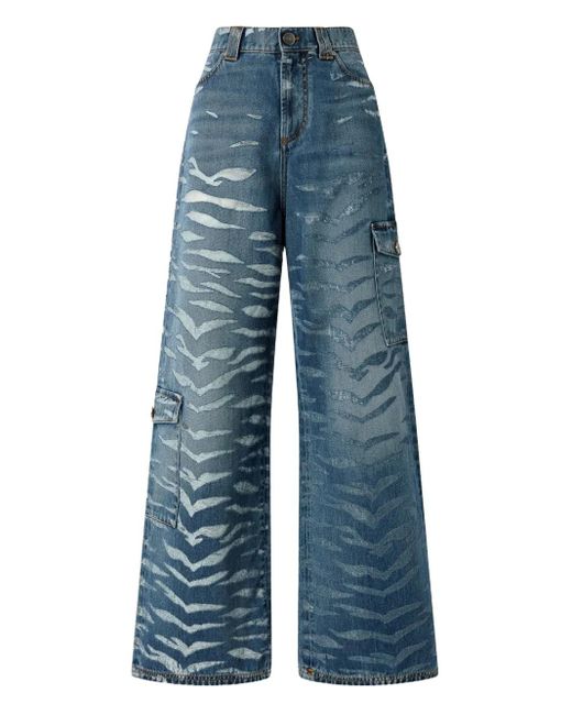 Pinko Blue Zebra-Print Jeans