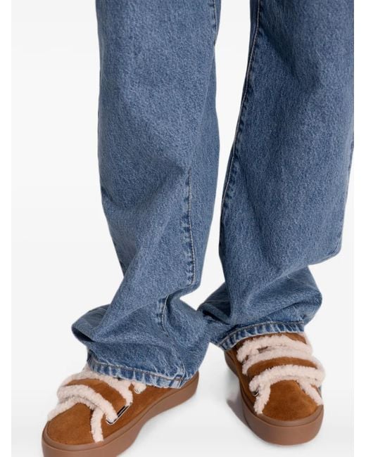 Inuikii Brown Shearling-Trim Touch-Strap Low Sneakers