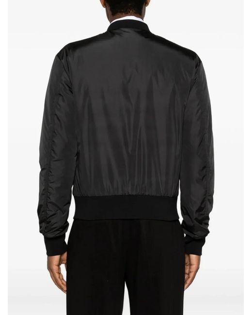 Dolce & Gabbana Black Logo-Plaque Bomber Jacket for men