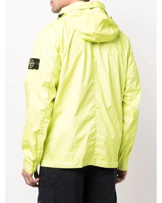 Stone Island Yellow Compass-Badge Hooded Windbreaker for men