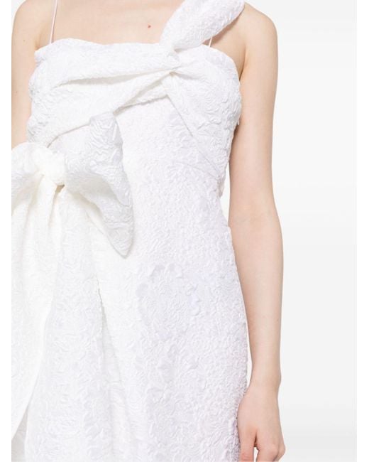 CECILIE BAHNSEN Midi-jurk Met Strikdetail in het White