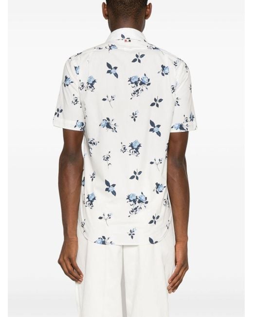 Thom Browne Floral-print Cotton Shirt in White for Men | Lyst