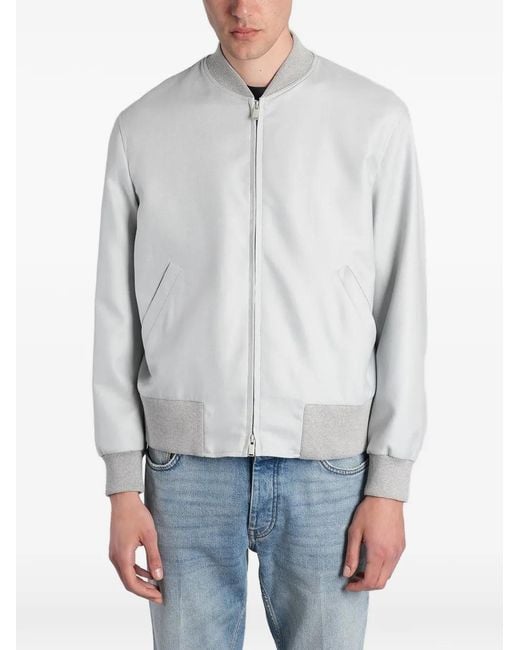 Lardini Gray Veste Bomber À Bords Côtelés for men