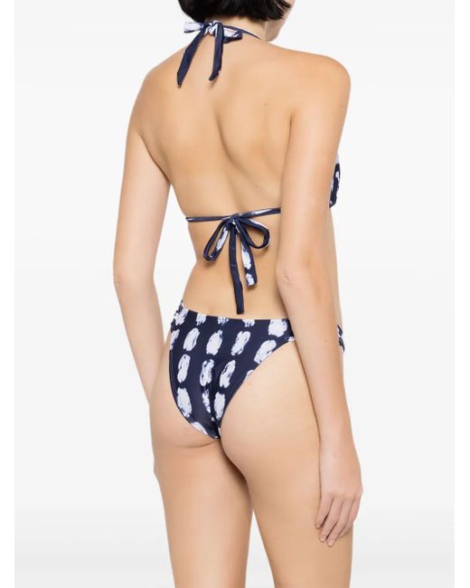 Top Bikini A Triangolo Con Stampa Geometrica di Lenny Niemeyer in Blue