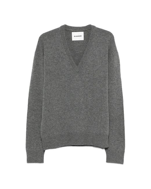 Jil Sander Gray Pull À Col V for men
