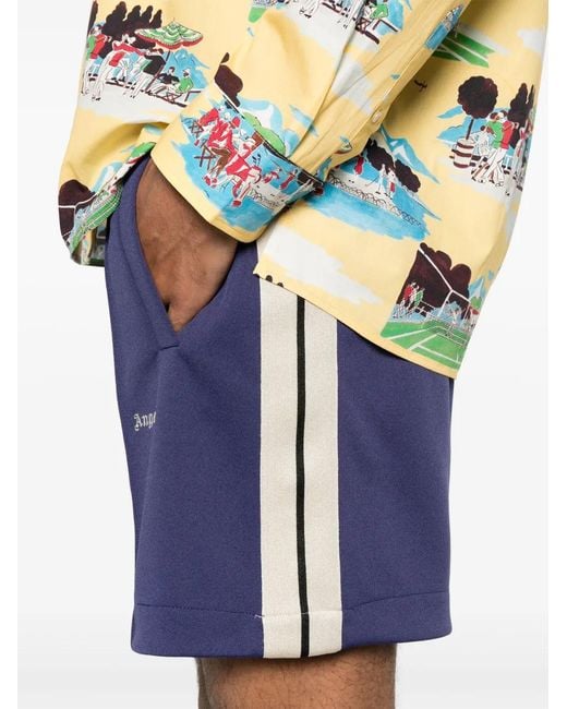 Palm Angels Blue Logo Track Shorts for men