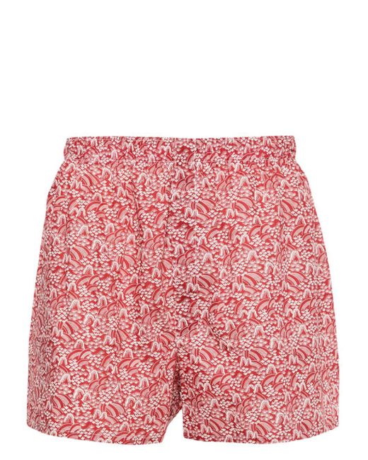 Sunspel Red Japanese Floral-print Cotton Boxers for men