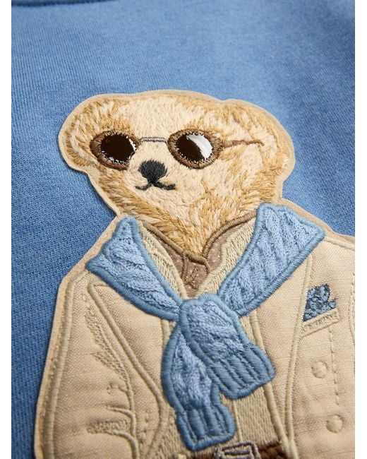 Ralph Lauren Blue Polo Bear Patch Sweatshirt for men