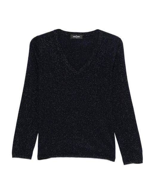 Gran Sasso Black V-Neck Sweater