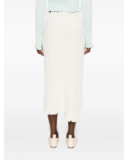 Jil Sander White Asymmetric Midi Skirt