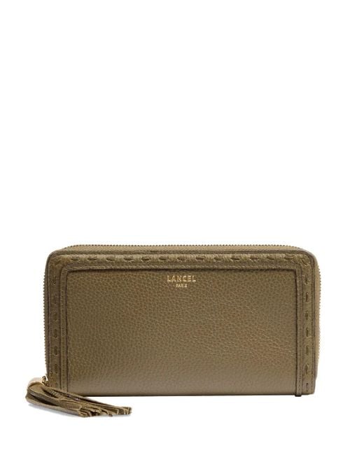 Lancel Green Tassel Zip-Around Wallet
