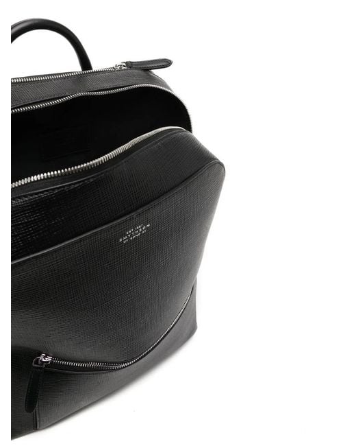 Smythson Black Grained-Calf Leather Backpack