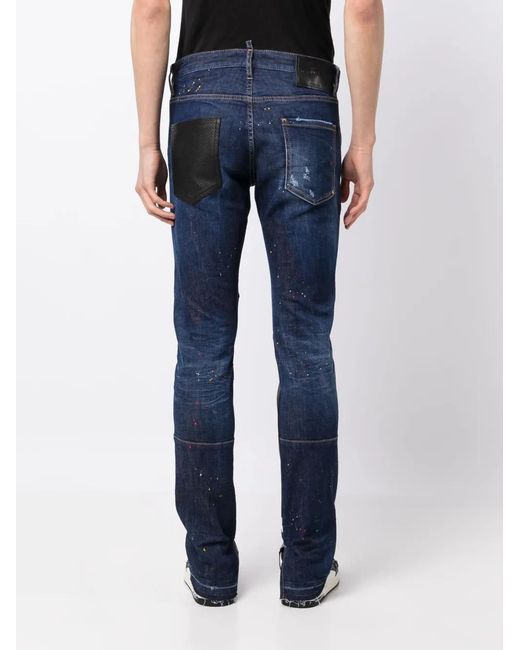 DSquared² Blue Mid-Rise Slim-Cut Jeans for men