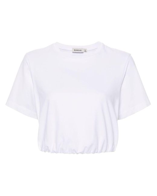 Jonathan Simkhai White T-Shirt mit elastischem Bund