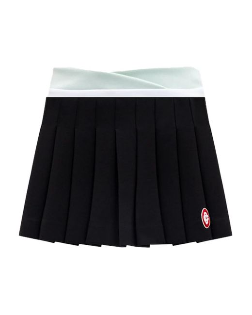 Casablanca Black Pleated Panelled Mini Skirt