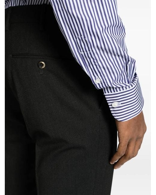 PT Torino Black Off-Centre Straight-Leg Trousers for men