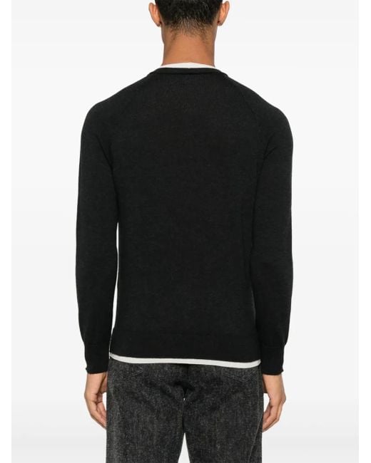 Eleventy Black Contrasting-Trim Sweater for men